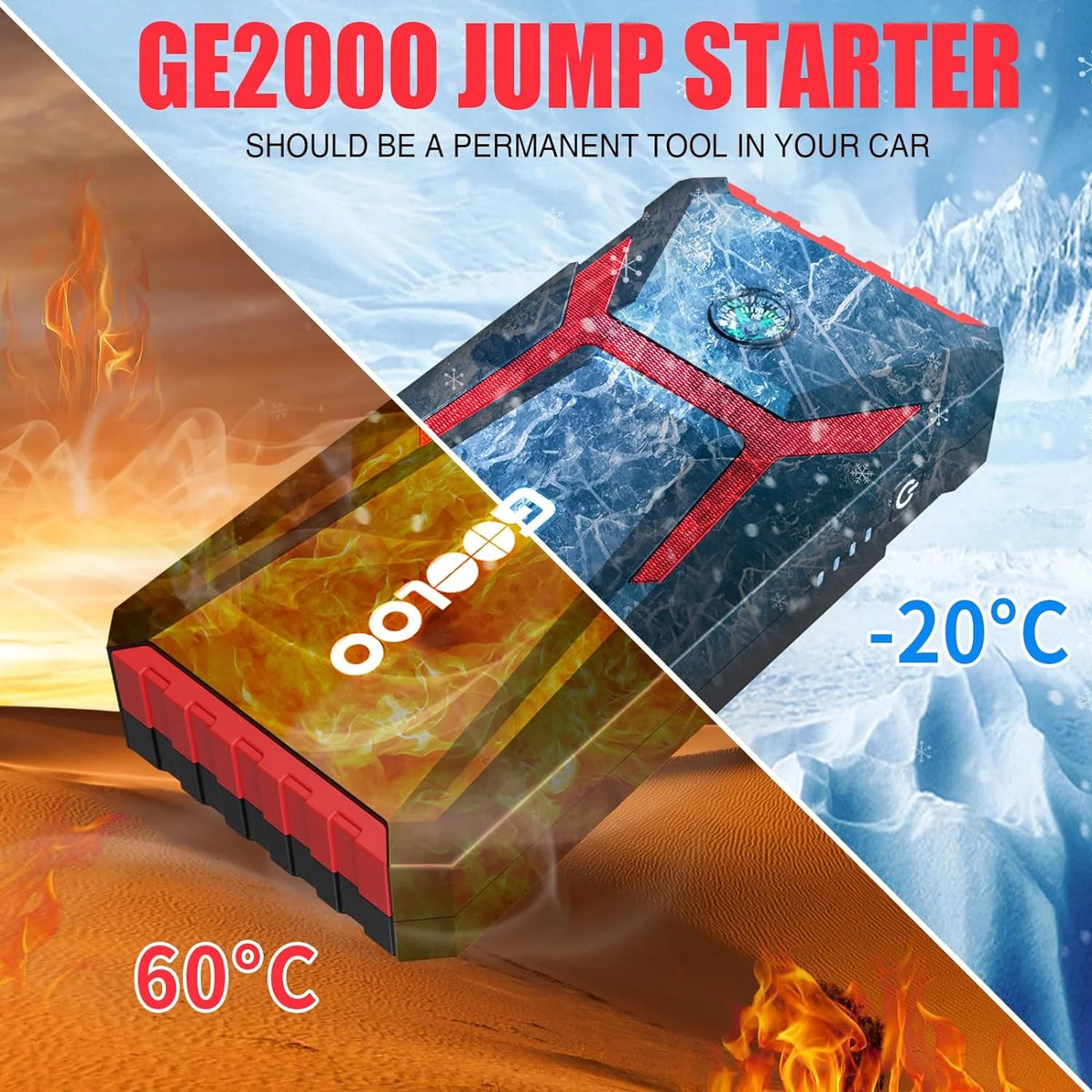 2000A Portable Car Battery Jump Starter K7584