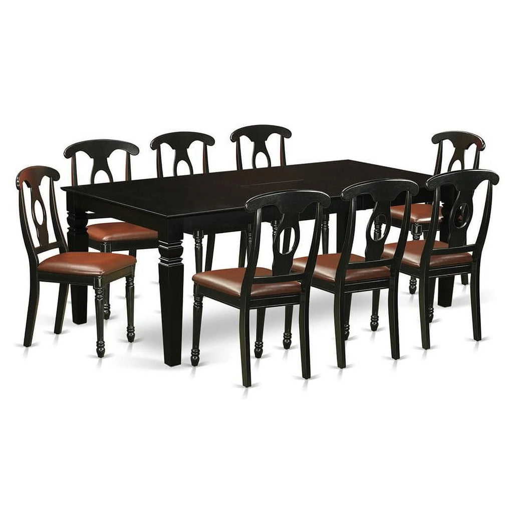 9-piece Wood Dining Table and Chairs in Black N962066