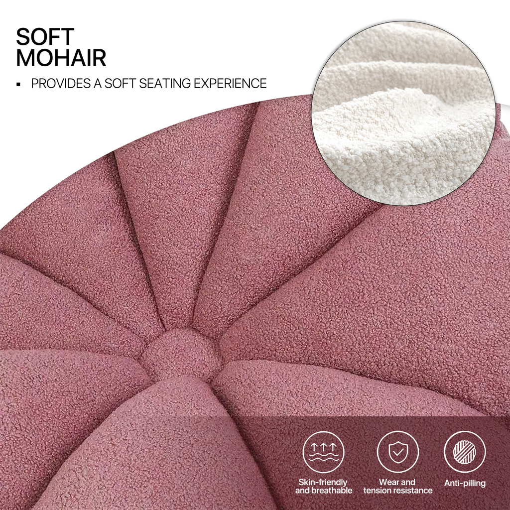 Rosewood Pink Mohair Blooming Flower Lazy Sofa T456