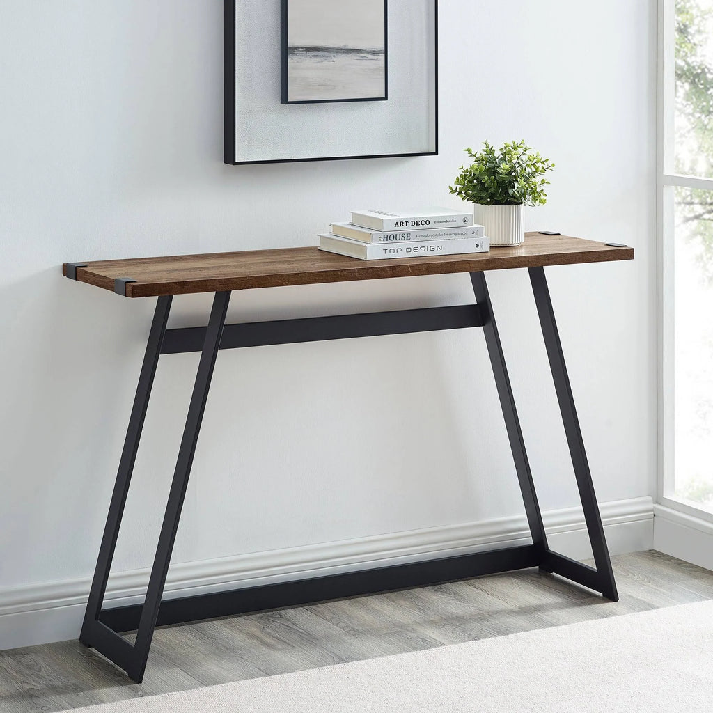 Dark Walnut Metal Entry Table C8739