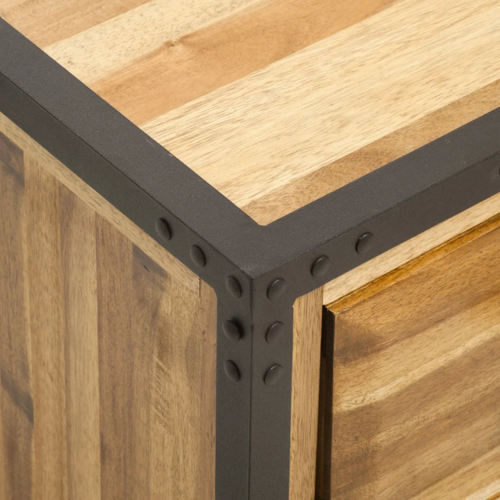 Natural Solid Wood Two Drawer Nightstand U30943