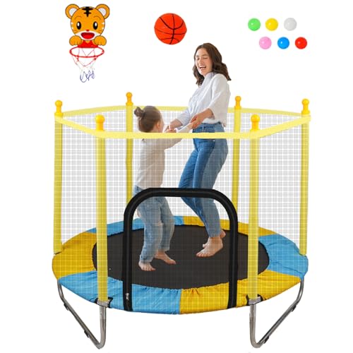 55" Trampoline with Basketball Hoop and Enclosure Net H988044
