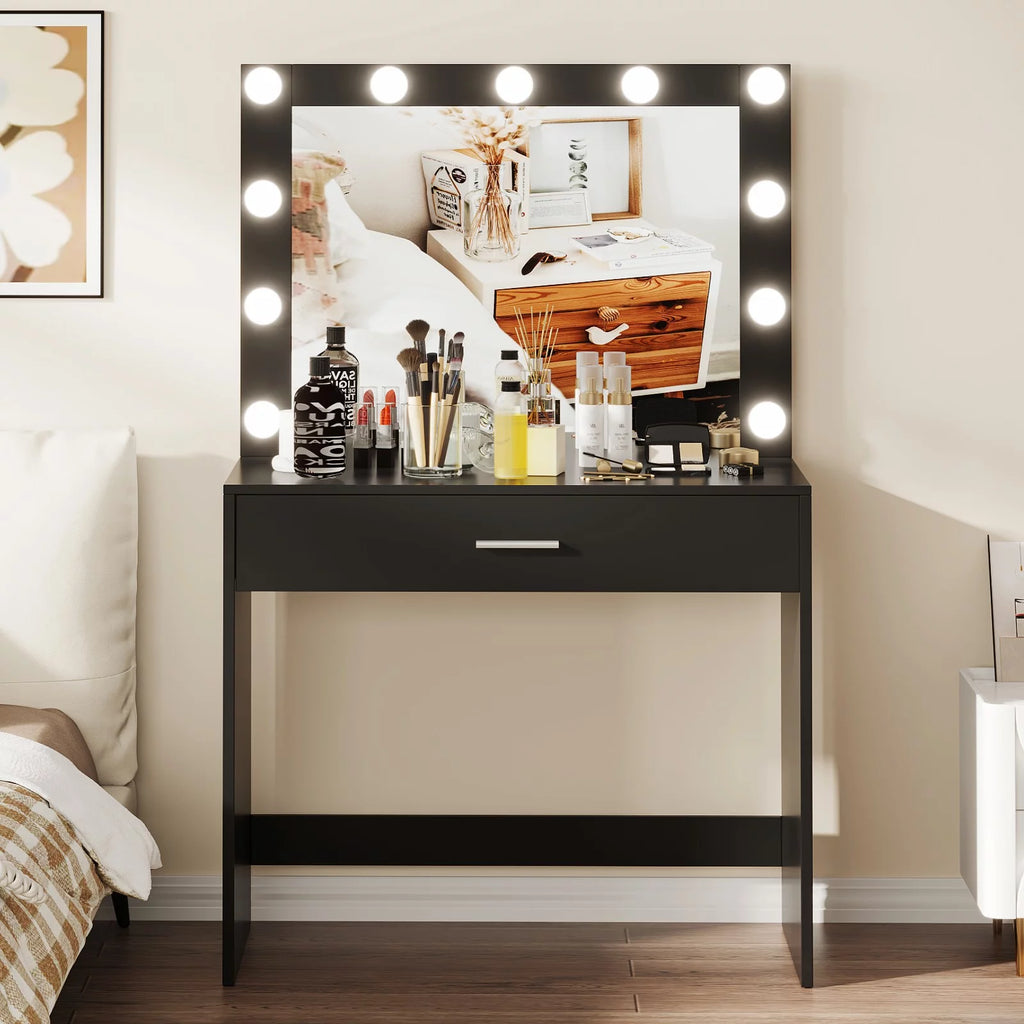 Black Makeup Vanity Table with Mirror O295588