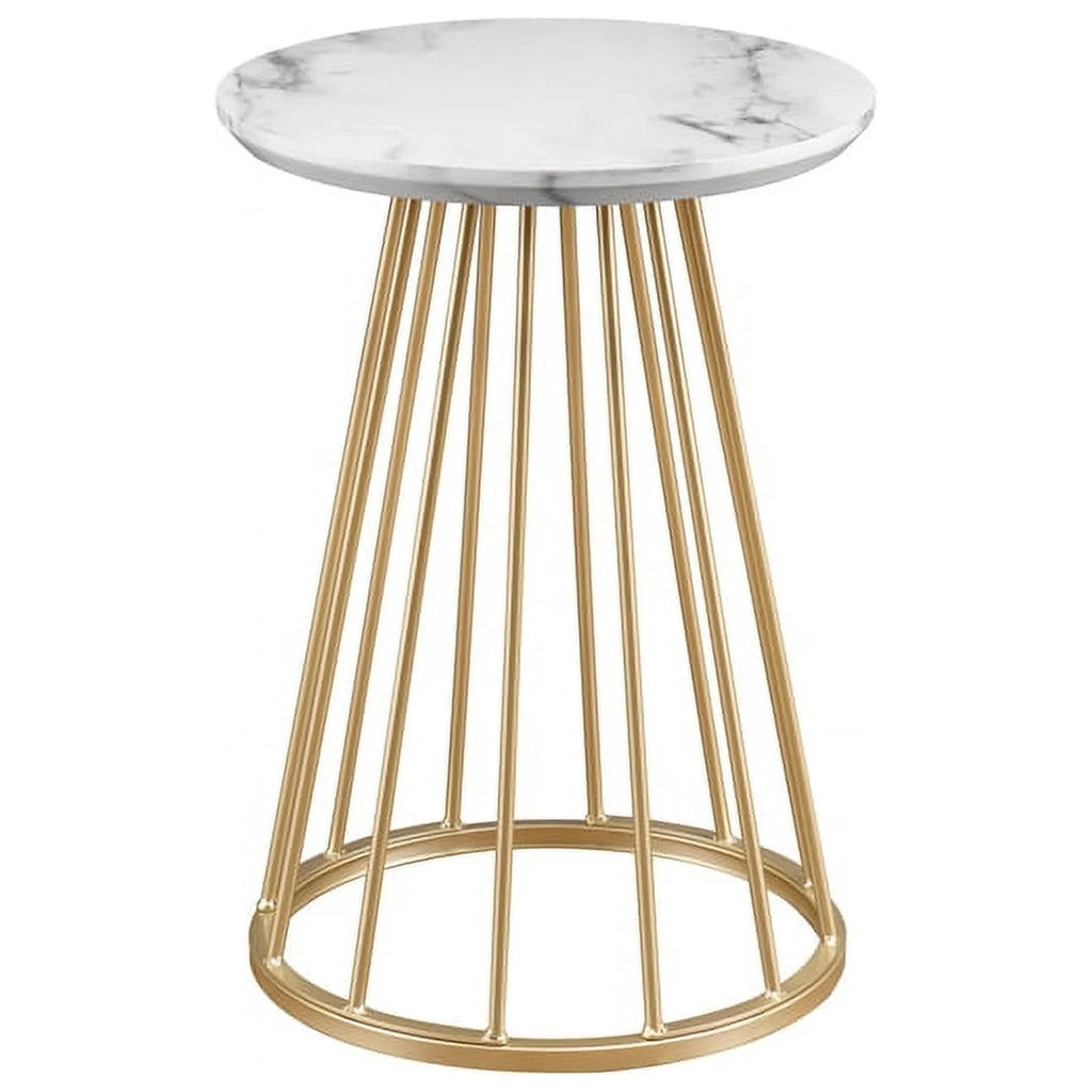 16" Modern Wood Side Table with Metal Caged Base J566423