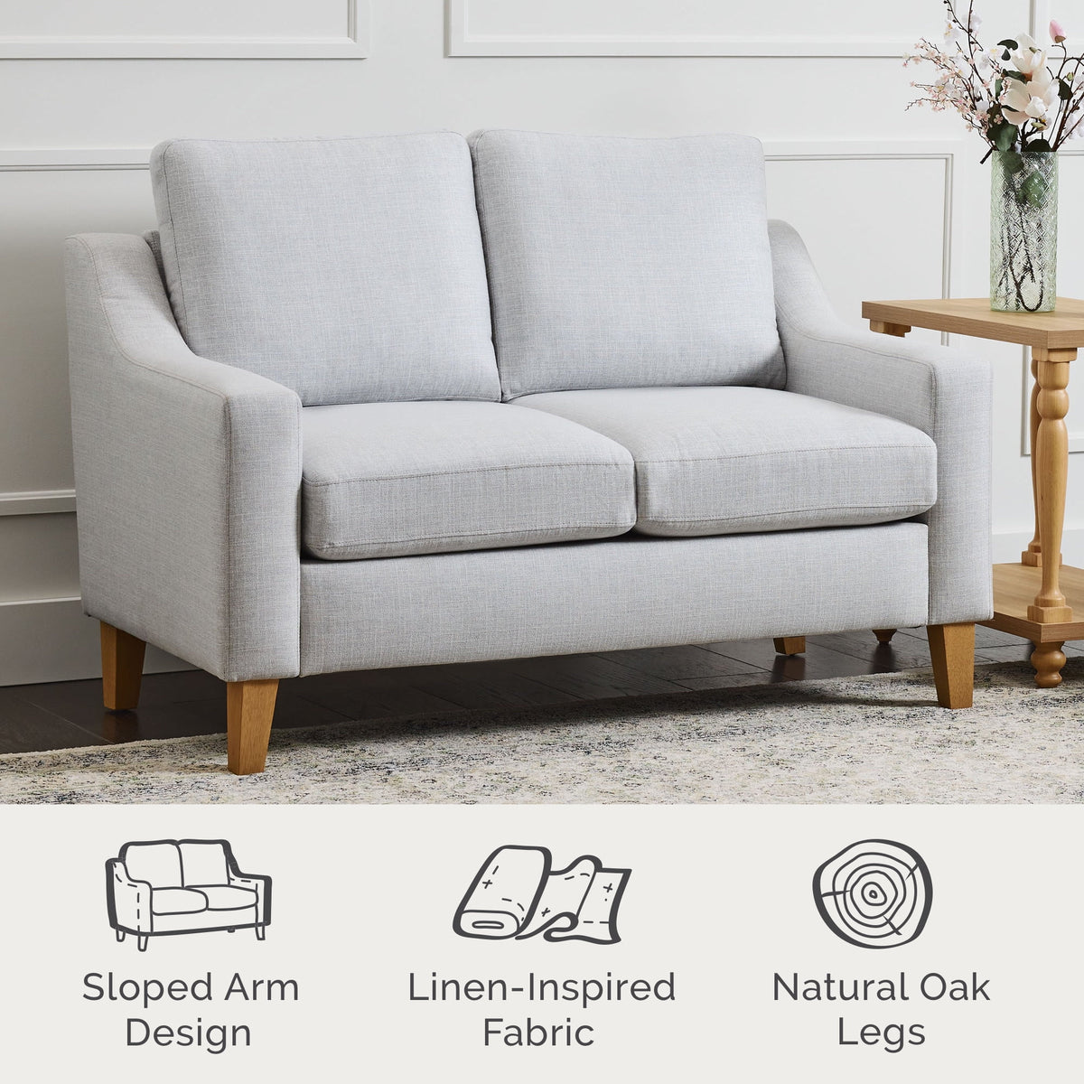 Light Gray Upholstered Loveseat M9203