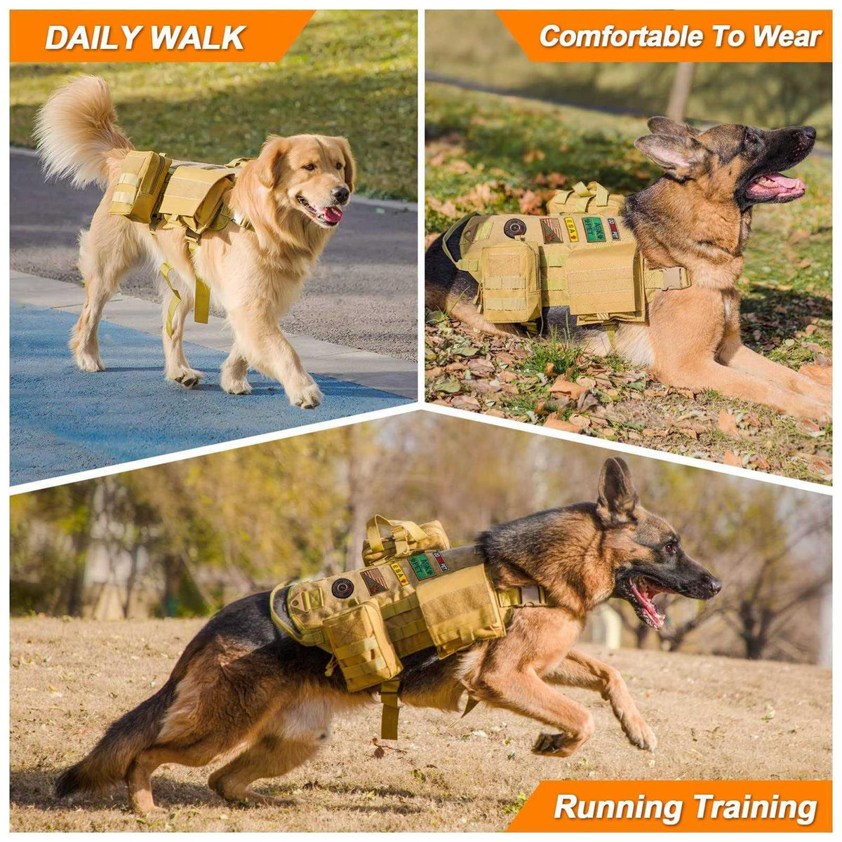 Tactical Dog Harness with Pouches B48089