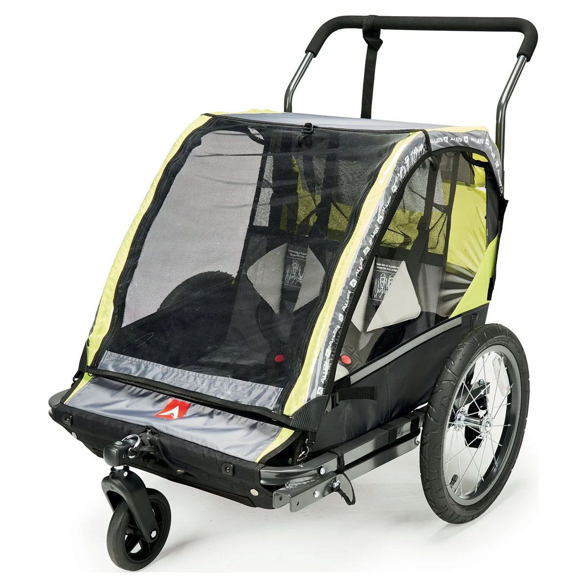 2-Child Bicycle Trailer & Stroller, 100 lbs, Green J886742