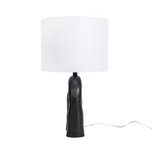 Modern Abstract Table Lamp with Drum Shade, Black and White Q399