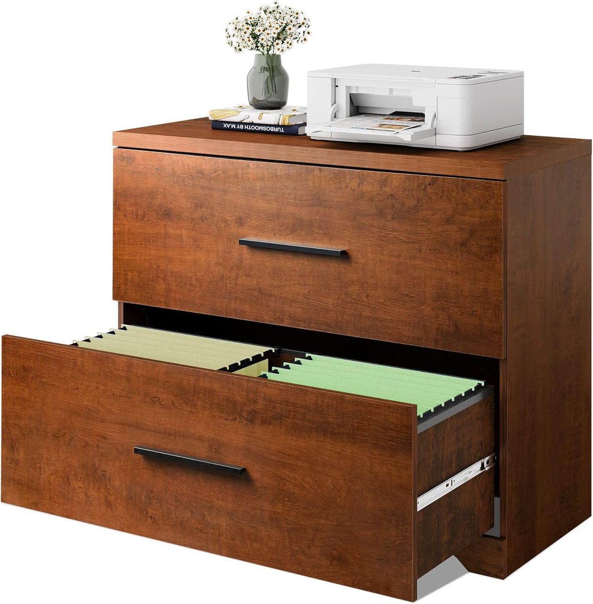 Gray Oak 2 Drawer Wood Lateral File Cabinet J745