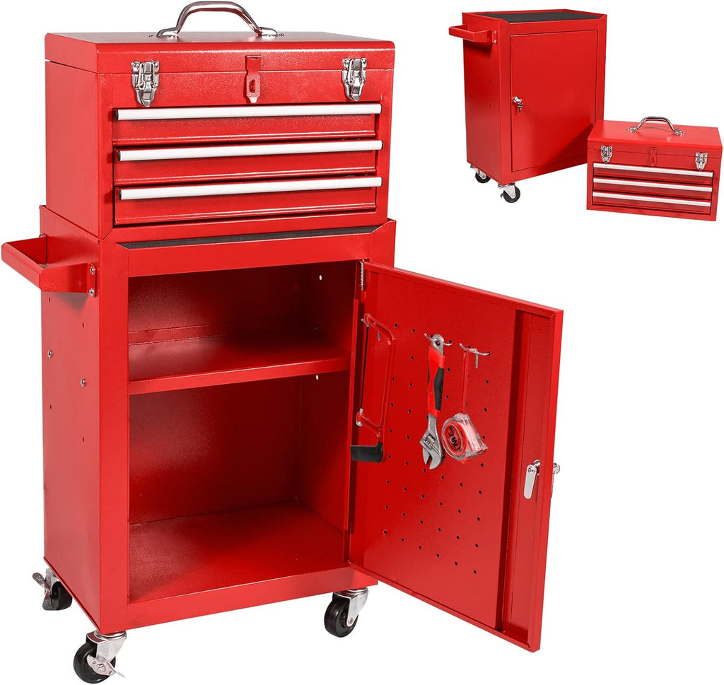 Large Capacity Rolling Lockable Tool Chest with 3 Drawers P4894