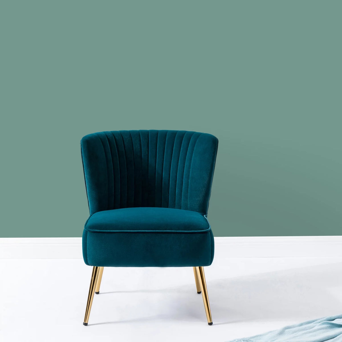 Teal Velvet Armless Accent Chair Q64740