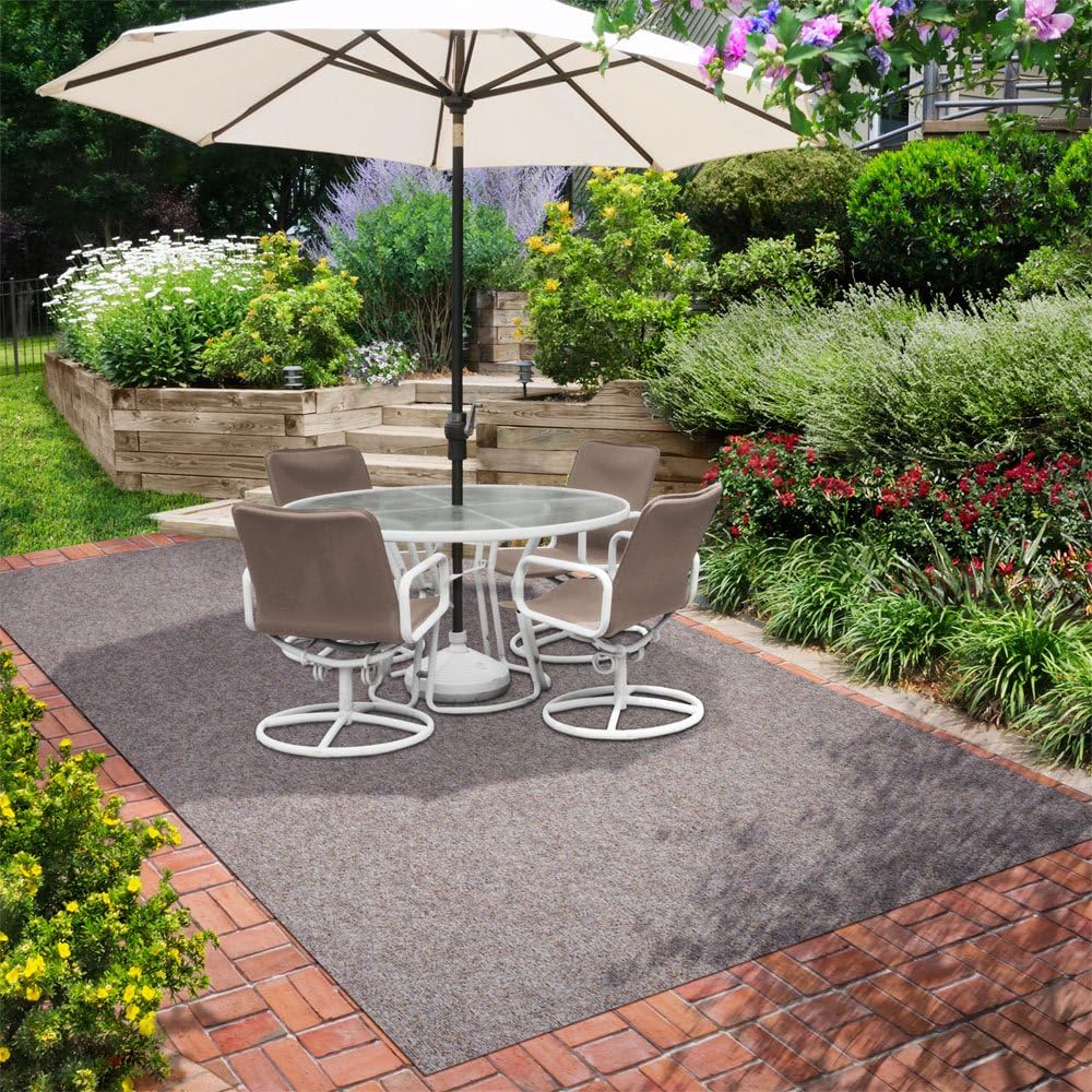 Brown 6 Feet x 25 Feet Indoor Outdoor Carpet with Rubber Backing Z396860