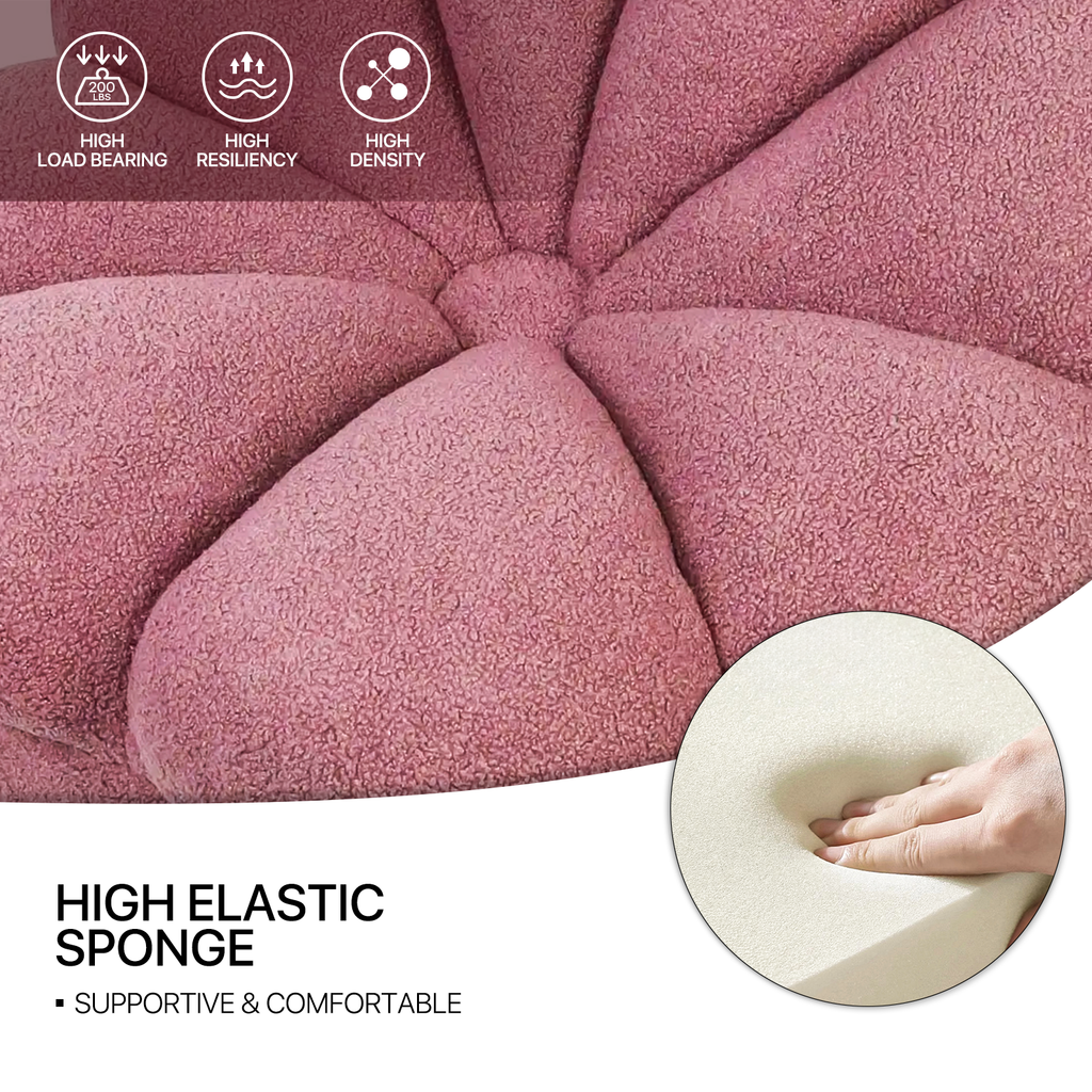 Rosewood Pink Mohair Blooming Flower Lazy Sofa T456