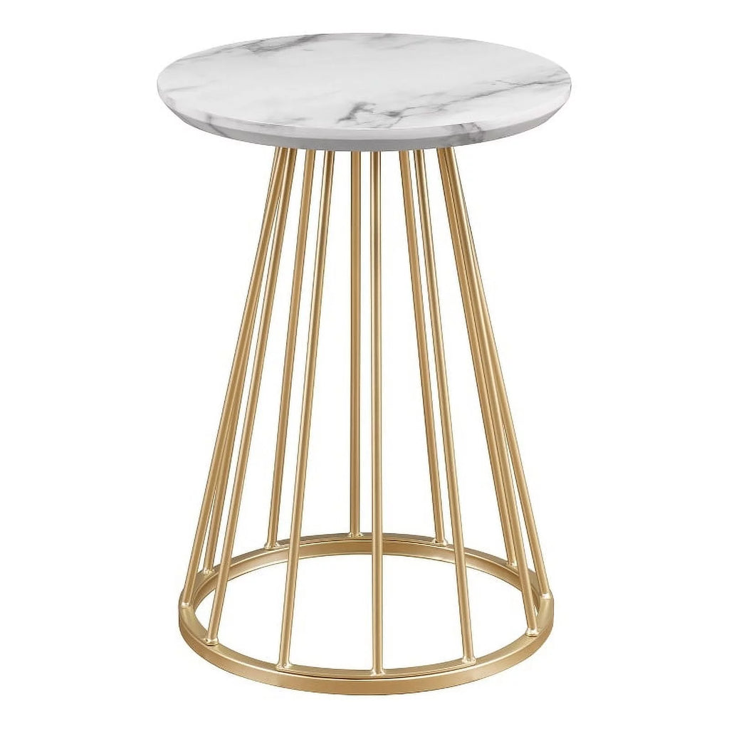 16" Modern Wood Side Table with Metal Caged Base J566423