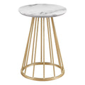 16" Modern Wood Side Table with Metal Caged Base J566423