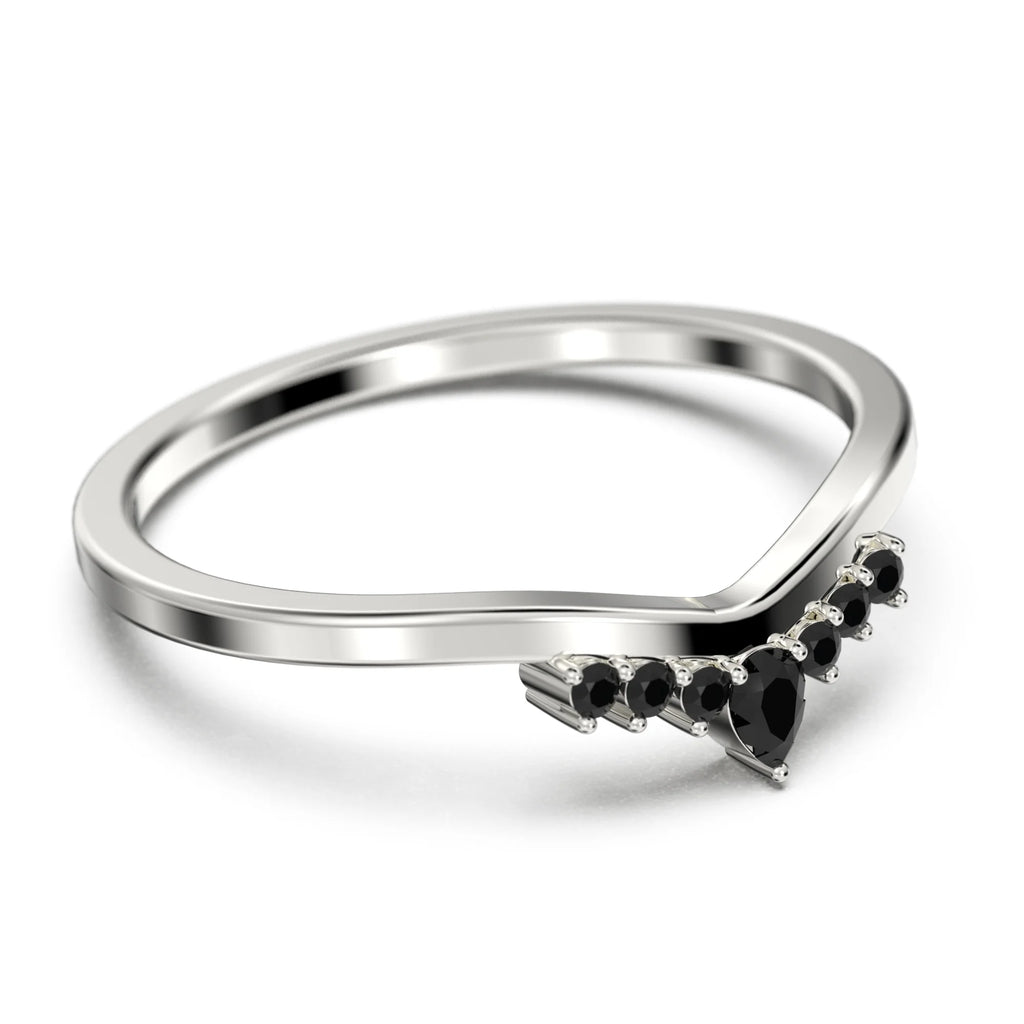 0.12ct Black Diamond Moissanite Ring 10k White Gold Wedding Band P493555