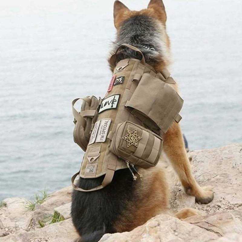 Tactical Dog Harness with Pouches B48089