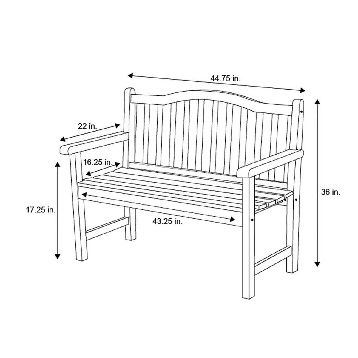 Black Cedar Wood Patio Bench R360466