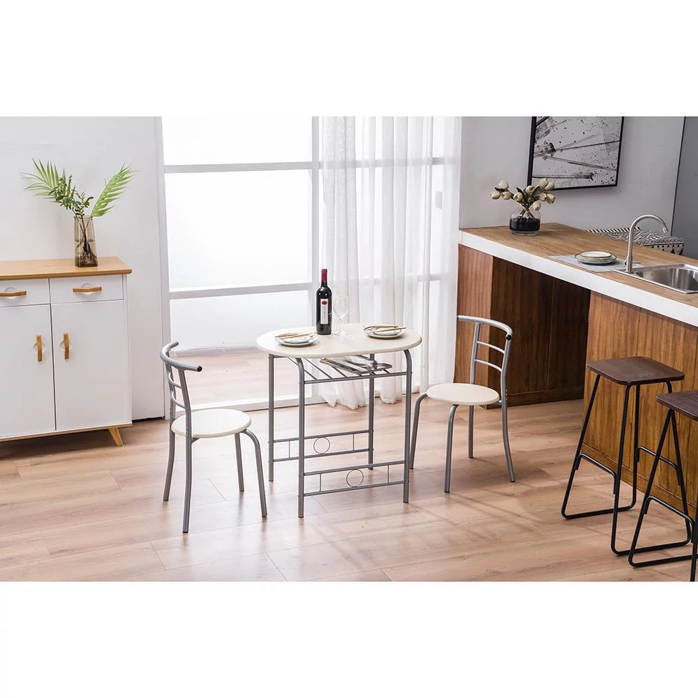 3-Piece Wooden Round Table and Chair Set Z73333