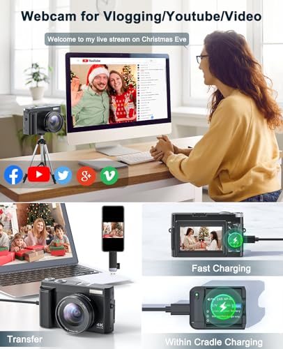 Black 48MP 4K Digital Camera with 32GB Card E839