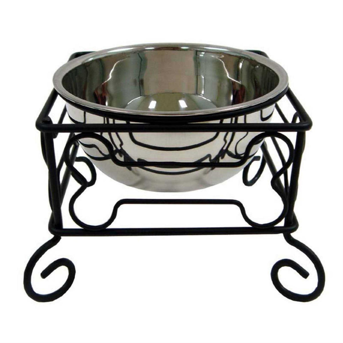 Wrought Iron Stand with Single Stainless Steel Feeder Bowl O23232