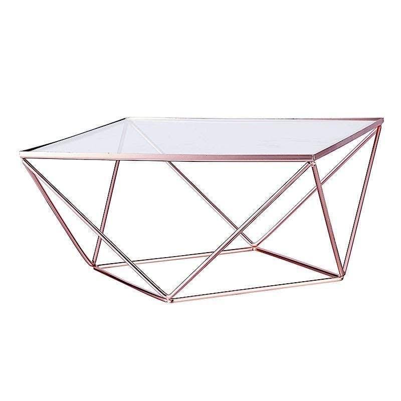 3 Rose Gold Metal Glass Geometric Cake Stands X8831