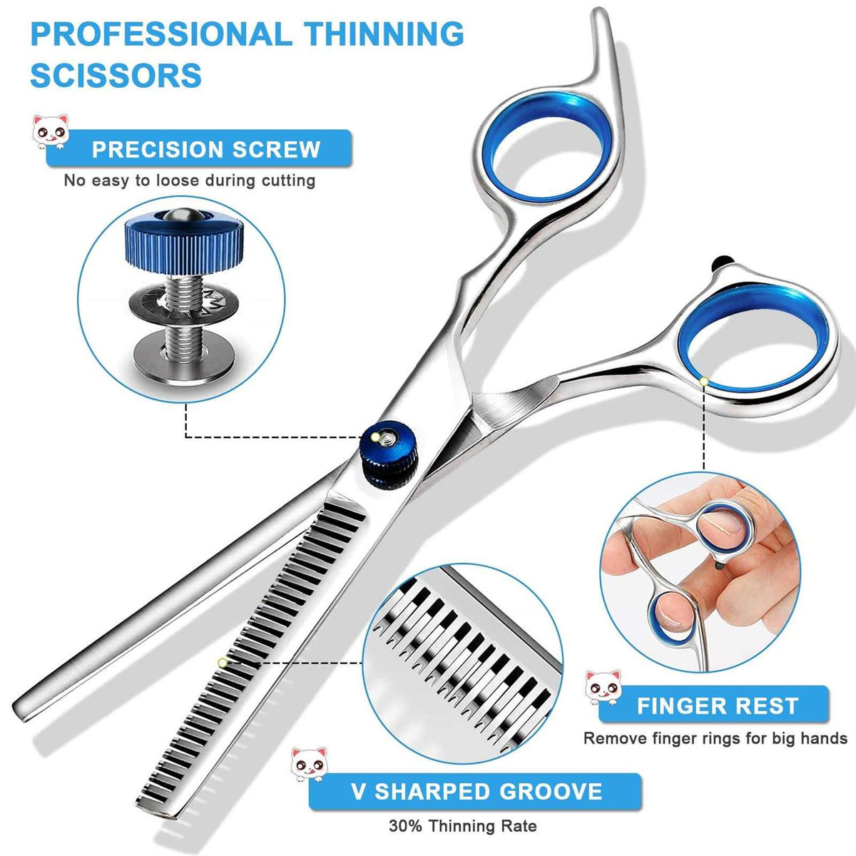 6 in 1 Dog Grooming Scissors Stainless Steel M815