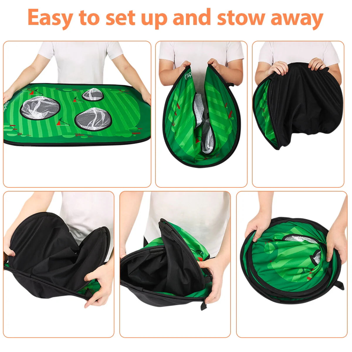 Golf Chipping Cornhole Game Set with Foldable Bean Bag Toss Board T84754
