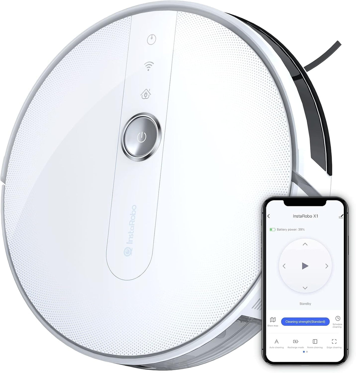 White Robot Vacuum and Mop Combo with 2000Pa Suction Z835738