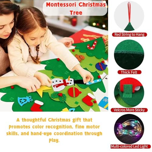 3ft Felt Christmas Tree Set with 32 Decorative Items and LED Lights Y961