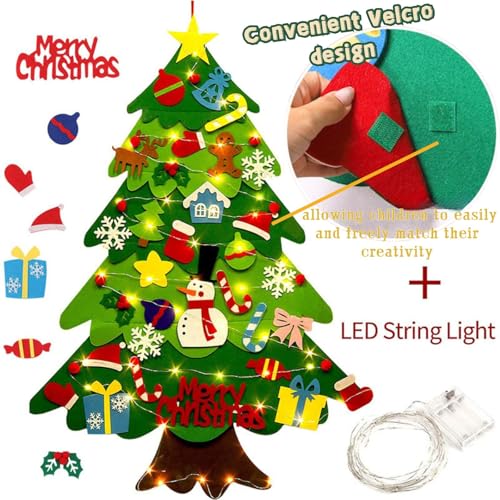 3ft Felt Christmas Tree Set with 32 Decorative Items and LED Lights Y961