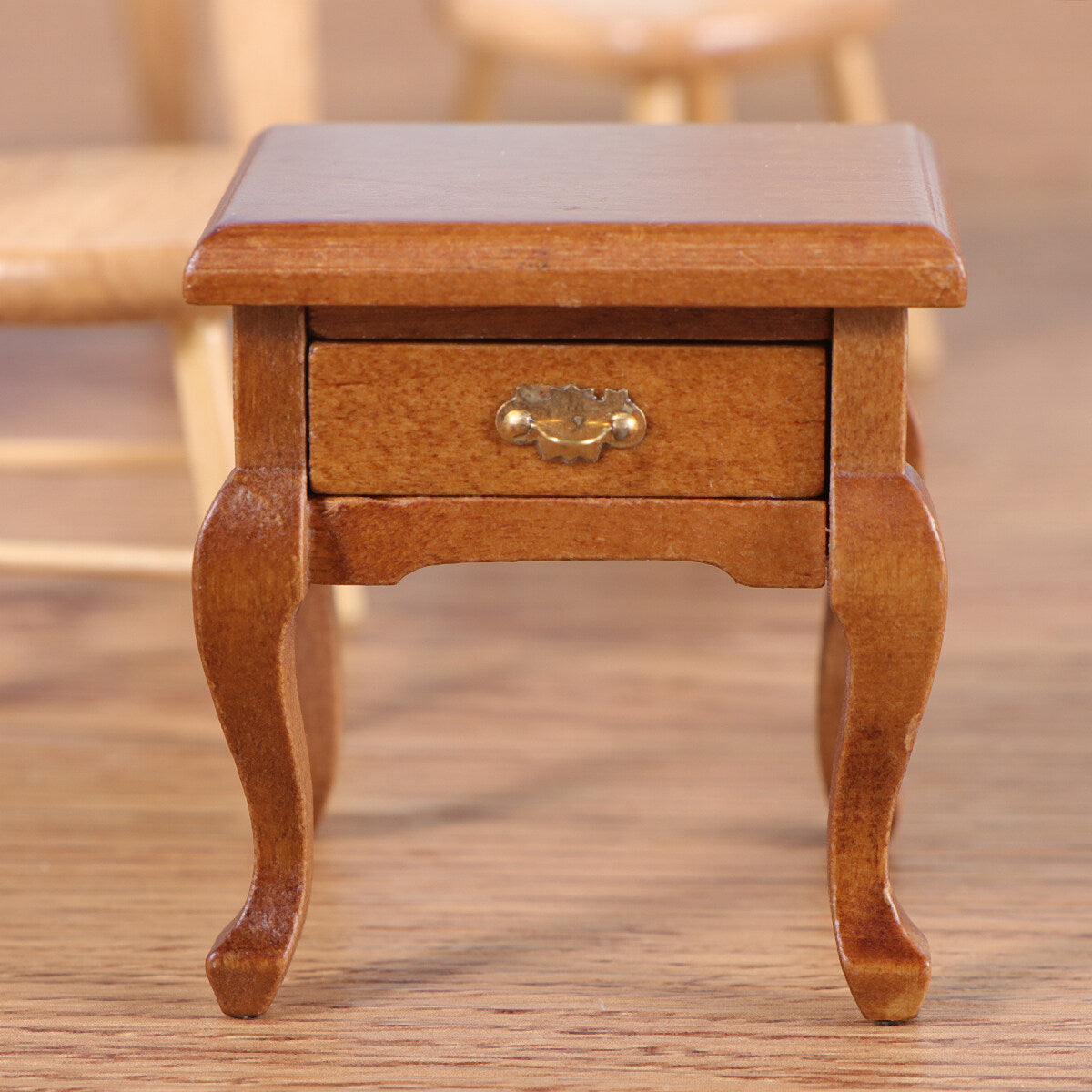 1:12 Walnut Colo Miniature Bedside Table Toy S56879